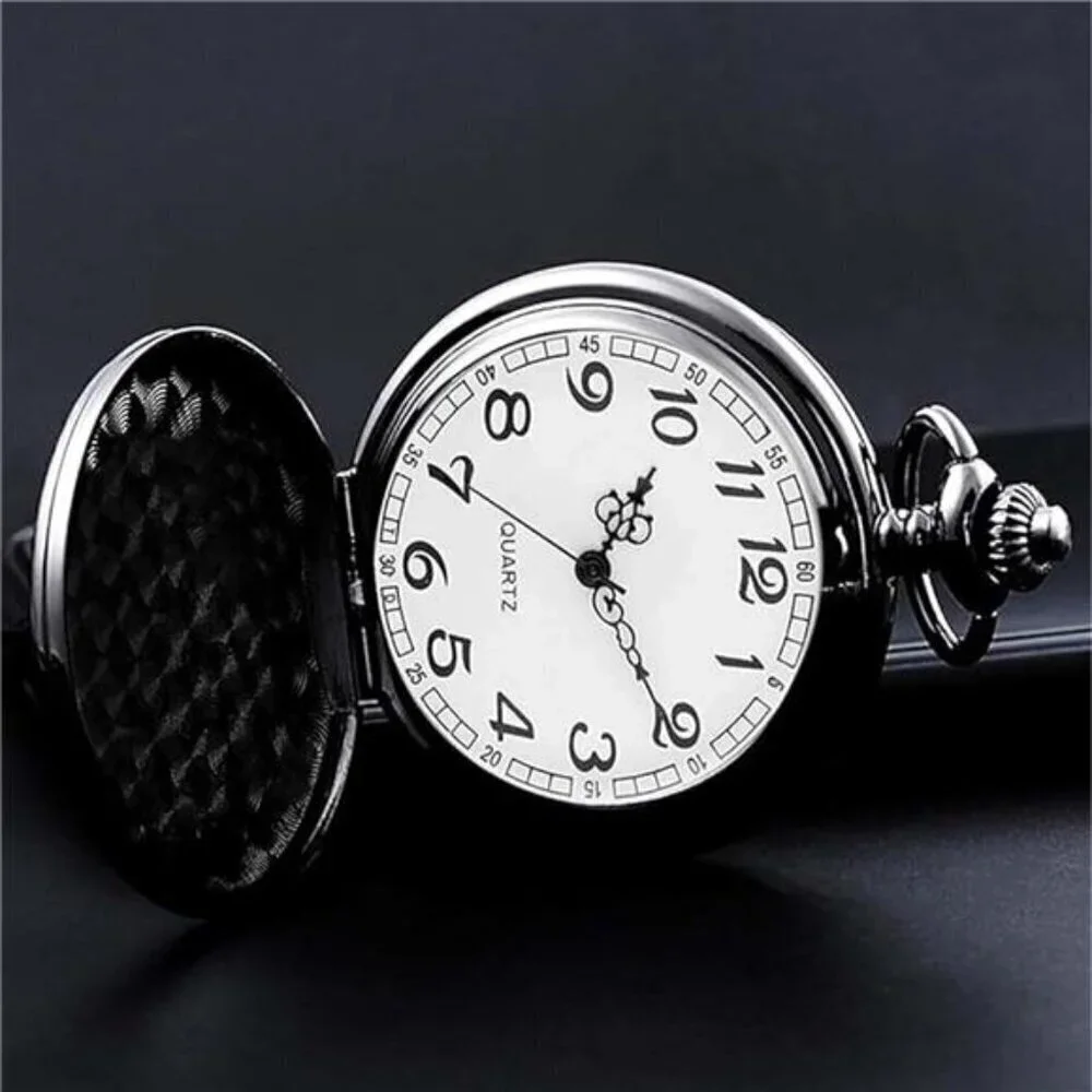 Classic Black Quartz Pocket Watch Set –Timeless Elegance in a Pair Men & Ladies